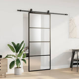 Sliding Door with Hardware Set Black 90x205 cm ESG Glass 3375939