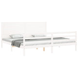 Bed Frame without Mattress White 200x200 cm Solid Wood 3195047