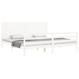 Bed Frame without Mattress White Super King Size Solid Wood 3195042