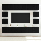 TV Cabinet Set 8 pcs Black Oak Engineered Wood 3332532