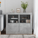 Side Cabinets with LED Lights 2 pcs Concrete Grey Engineered Wood 836637