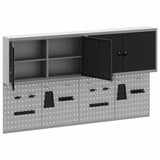 Tool Cabinet Set with Shelf 6 pcs Black Powder-Coated Steel 3321402