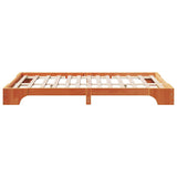 Bed Frame Wax Brown 135 x 190 cm Solid Pine Wood 872871