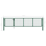 Garden Gate Steel 350x75 cm Green 144304