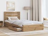 Bed Frame with Drawer Artisan Oak 100 x 200 cm Engineered Wood 3412011