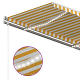 Manual Retractable Awning with LED 4x3.5 m Yellow and White 3070023