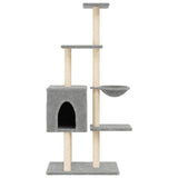 Cat Tree with Sisal Scratching Posts Light Grey 145 cm 172095