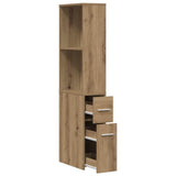 Narrow Bathroom Cupboard with Wheels Artisian Oak Engineered Wood 855303
