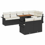 Garden Sofa Set with Cushion 9 pcs Black and Cream Poly Rattan 3349347