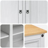 Kitchen Trolley 2 pcs White and Honey Wax 112 x 70 x 91.5 cm 3425385