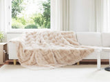 Anti-Slip Faux Rabbit Fur Blanket Olite Beige 220 x 240 cm 42021787