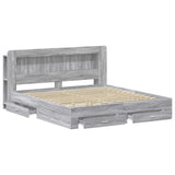 Bed Frame with Storage Grey Sonoma 200 x 200 cm Engineered Wood 3433902