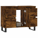 Bathroom Cabinet Smoked Oak 80x33x60 cm Engineered Wood 831665