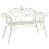 Garden Bench 2-Seater 130 x 47 x 90 cm Steel Antique White 42029544