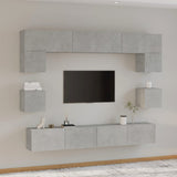 8 Piece TV Cabinet Set Concrete Grey Engineered Wood 3114417