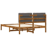 Bed Frame with Upholstered Headboard Natural and Light Grey 904173
