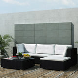 5 Piece Garden Lounge Set with Cushions Poly Rattan Black 42740