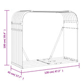 ZNTS Log Holder Brown 120x45x100 cm Galvanised Steel 364573