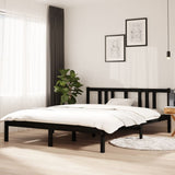 Bed Frame without Mattress Black Solid Wood 150x200 cm King Size King Size 814893