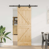 Sliding Door NARVIK Natural and Black 70 x 210 cm 3445227