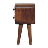 Solid Wood Extra Mini Curved Chestnut Bedside, 2 Drawers, Dark Brown B2743P403497