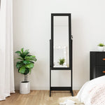 ZNTS Mirror Jewellery Cabinet with LED Lights Free Standing Black 353260