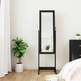 ZNTS Mirror Jewellery Cabinet with LED Lights Free Standing Black 353260