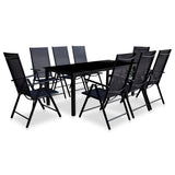 9 Piece Folding Outdoor Dining Set Aluminium Black 43382