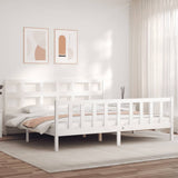 Bed Frame without Mattress White Super King Size Solid Wood Pine 3193027