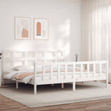 Bed Frame without Mattress White 200x200 cm Solid Wood Pine 3193032
