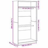 Wardrobe with Shelf Black Oak 100 x 50 x 200 cm Engineered Wood 3345115