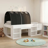 Bed Frame with Tunnel 3 pcs White and Black Engineered Wood 3423610