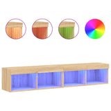 TV Cabinets with LED Lights 2 pcs Sonoma Oak 80x30x30 cm 837146