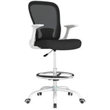 Draughtsman Chair, Mesh Drafting Chair, Ergonomic Office Chair with Flip-up Armrest, Adjustable Foot T3398P344546