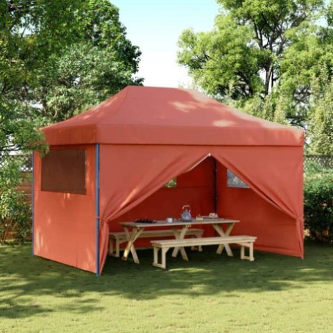 Foldable Party Tent Pop-Up with 4 Sidewalls Terracotta 4005029