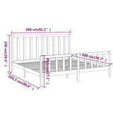 Bed Frame without Mattress Black 200x200 cm Solid Wood Pine 3106727
