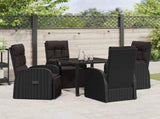 Garden Dining Set with Cushion 5 pcs Black Poly Rattan 3379528