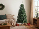 6FT Green Pencil Christmas Tree with Pointed PVC, 582 Tips, 3-Section Auto Tree, 300 Warm White 70481744