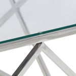 ZNTS Coffee Table Silver Stainless Steel and Tempered Glass 349977