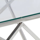 ZNTS Coffee Table Silver Stainless Steel and Tempered Glass 349977