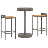 3 Piece Garden Bar Set Grey Poly Rattan&Solid Wood Acacia 3187715