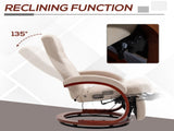 135&deg Manual Reclining Swivel Chair, with Footrest - Beige T3398P344786