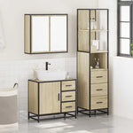 ZNTS 3 Piece Bathroom Furniture Set Sonoma Oak Engineered Wood 3301136