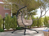 Hanging Egg Chair Outdoor Indoor Swing Chair with Folding Basket and Thickened Cushion, T3398P314186