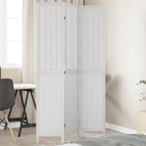 Room Divider 3 Panels White Solid Wood Paulownia 358719