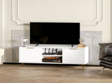 Modern TV Stand Cabinet for TVs up to 55", TV Unit with 2 Open Shelves and 2 Cabinets, Entertainment T3398P343173