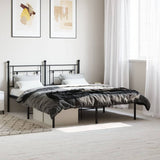 ZNTS Metal Bed Frame without Mattress with Headboard Black 160x200cm 374342