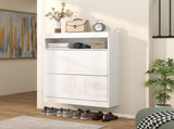 16 Shoe Pair Storage Cabinet, with Flip Doors - High Gloss White T3398P343523