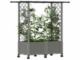 Raised Bed with Trellis and Roof Light Grey 124.5 x 40 x 142 cm 3423032