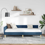 Corner Bed Frame with Headboard Blue 100 x 200 cm Fabric 42016132